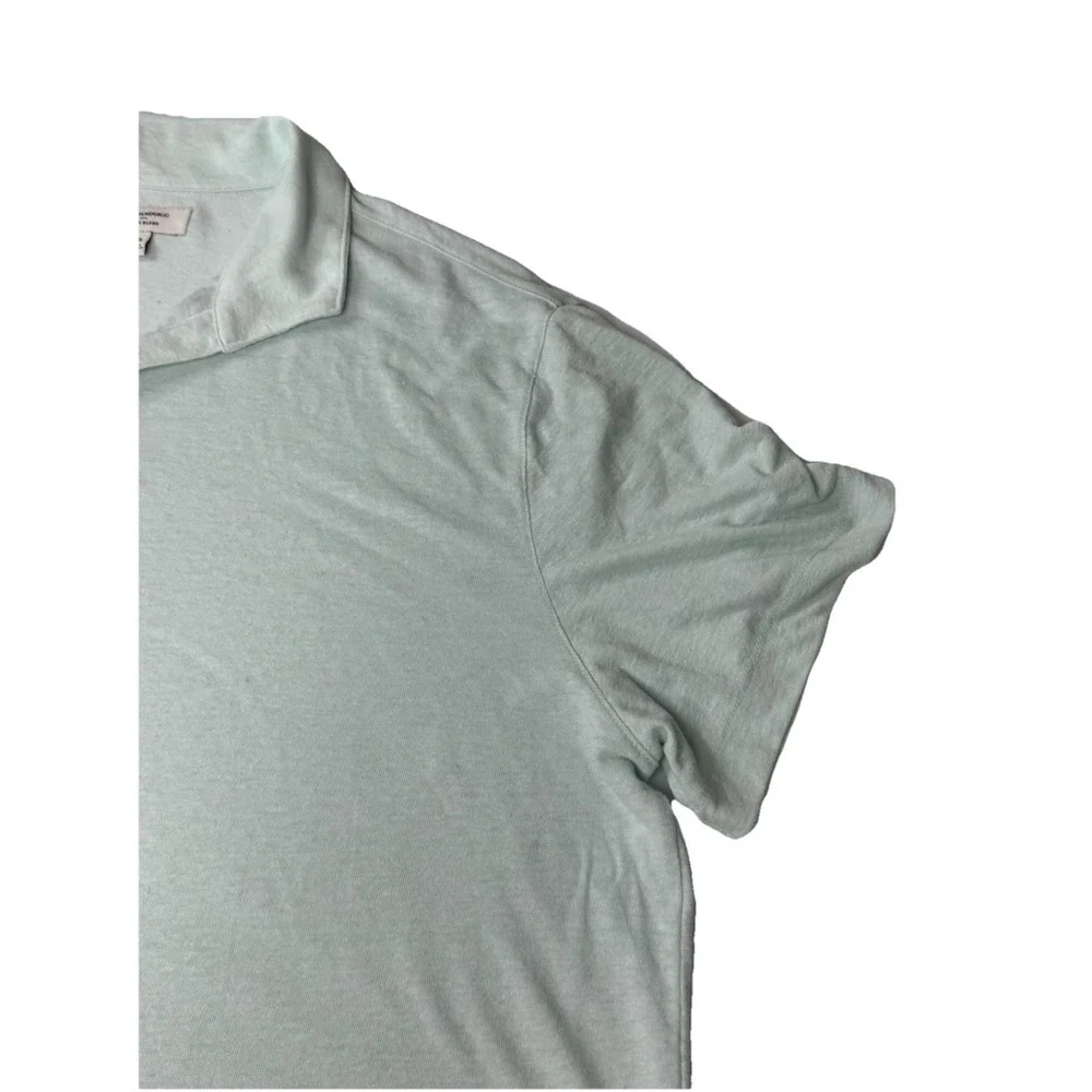 Banana Republic Linen Blend Polo Shirt Light Blue Dew Drop Men's XXL